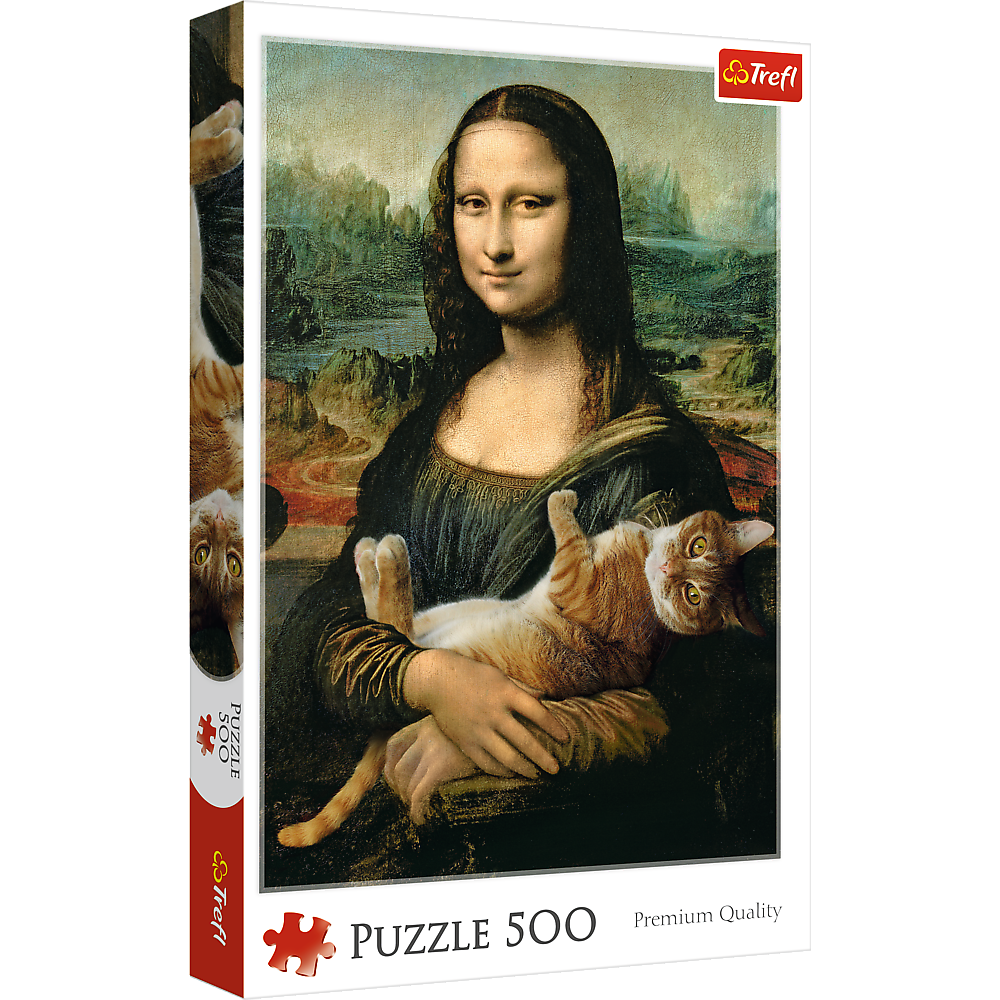 500 Piece Jigsaw Puzzles, Mona Lisa and a Purring Kitty