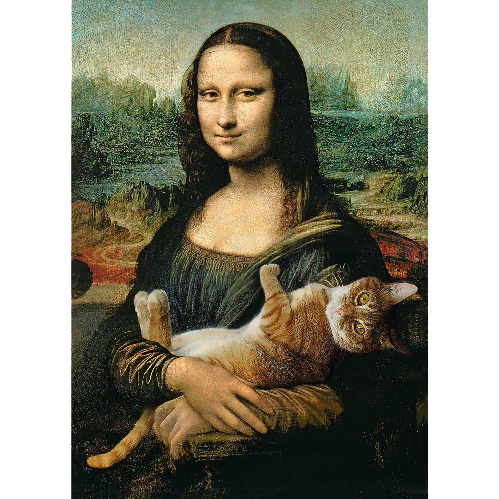 500 Piece Jigsaw Puzzles, Mona Lisa and a Purring Kitty