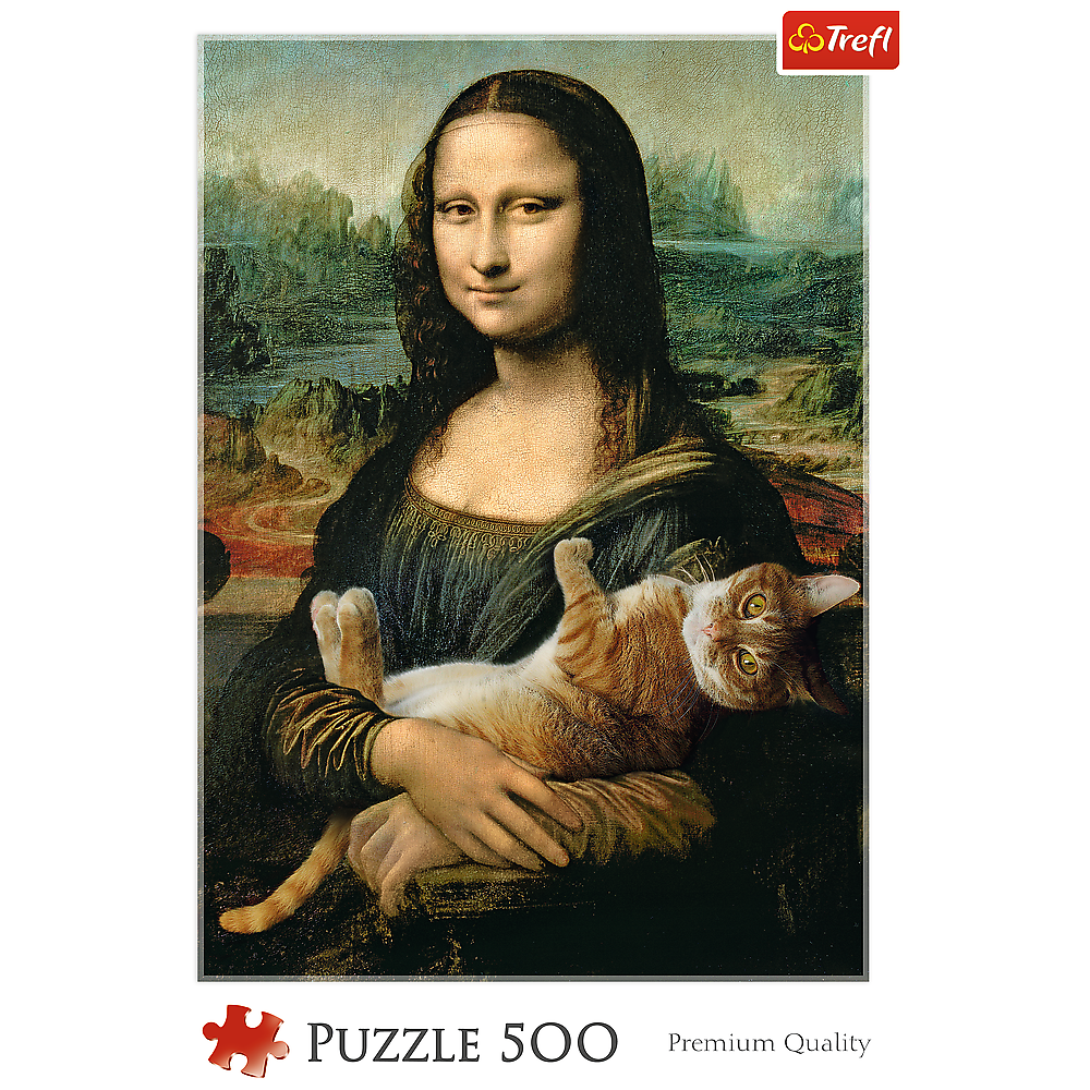 500 Piece Jigsaw Puzzles, Mona Lisa and a Purring Kitty