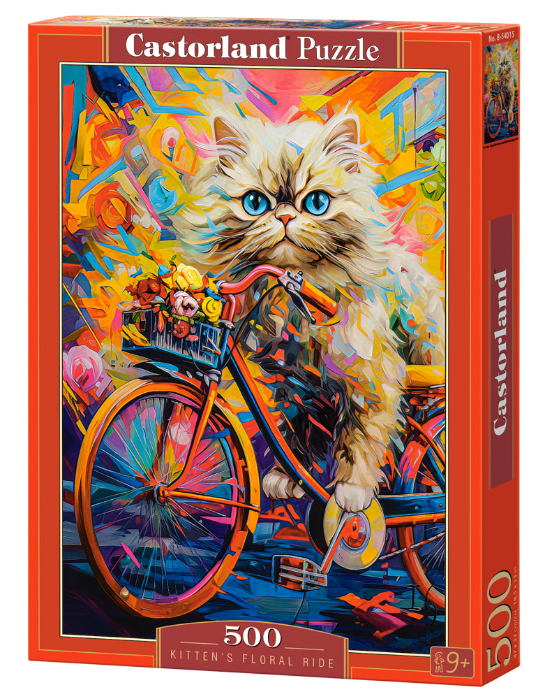 500 Piece Jigsaw Puzzle, Kitten's Floral Ride