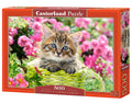 500 Piece Jigsaw Puzzle, Kitten in Flower Garden