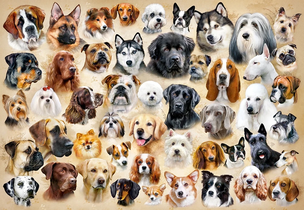 1500 Piece Jigsaw Puzzle, Collage with Dogs