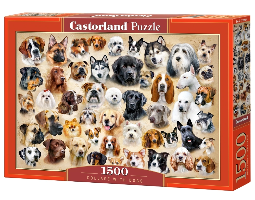 1500 Piece Jigsaw Puzzle, Collage with Dogs